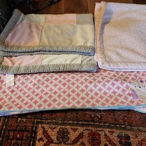 3 pk pink baby Fleece blankey